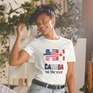 "Canada the 51st State" Funny Political T-Shirt – U.S. & Canada Puzzle Design
