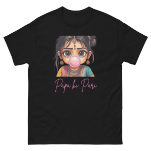 "Papa Ki Pari" Cute & Funny T-Shirt – Little Girl Blowing Bubble Gum Graphic
