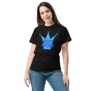 Boy Mom T-Shirt | Cute Blue Crown Graphic for Proud Moms